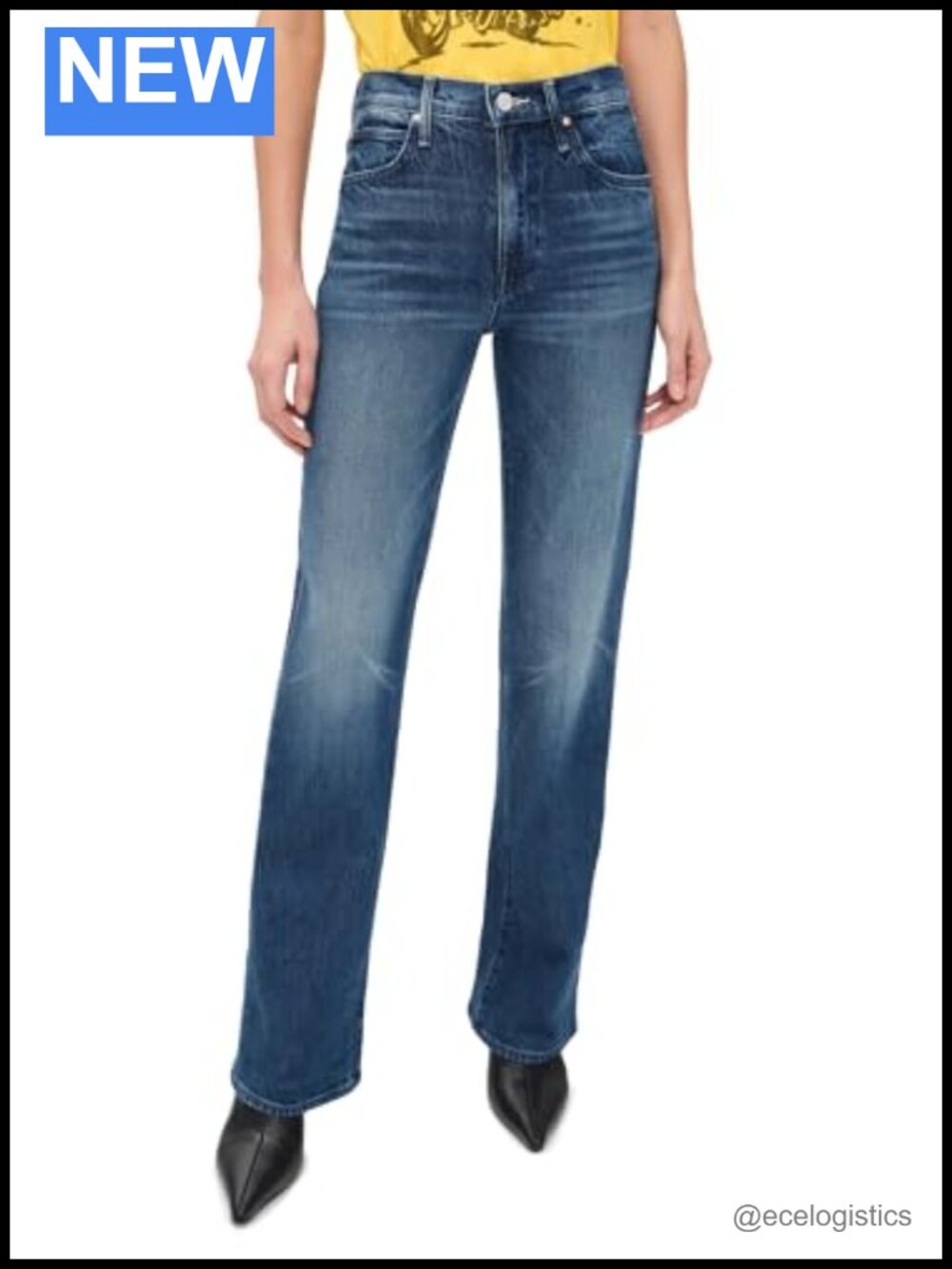High Rise Straight Leg Jeans - Mid-Weight Low-Stretch Cotton